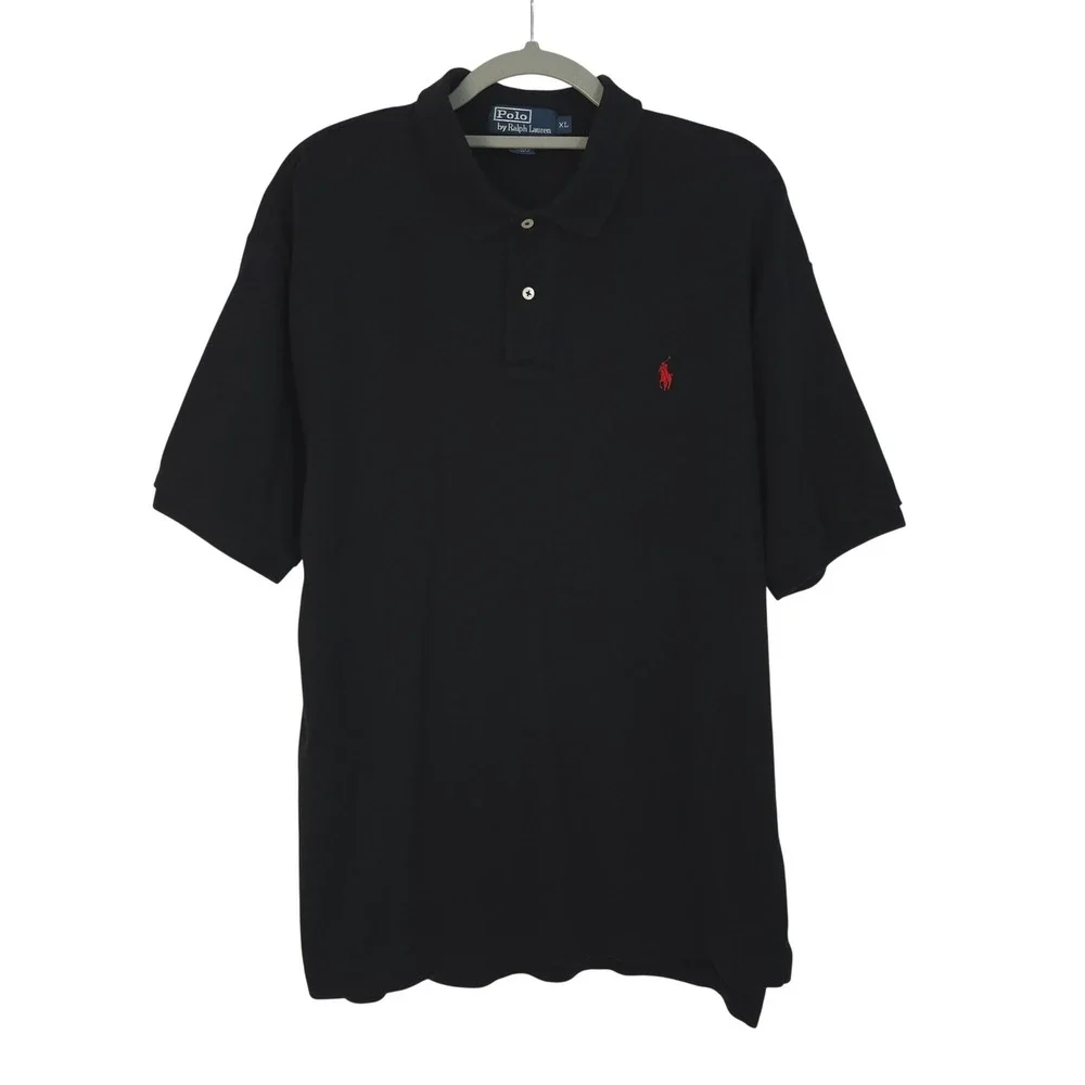 Polo Ralph Lauren Short Sleeve Soft Cotton Polo Mens XL Black Shirt Red Pony
